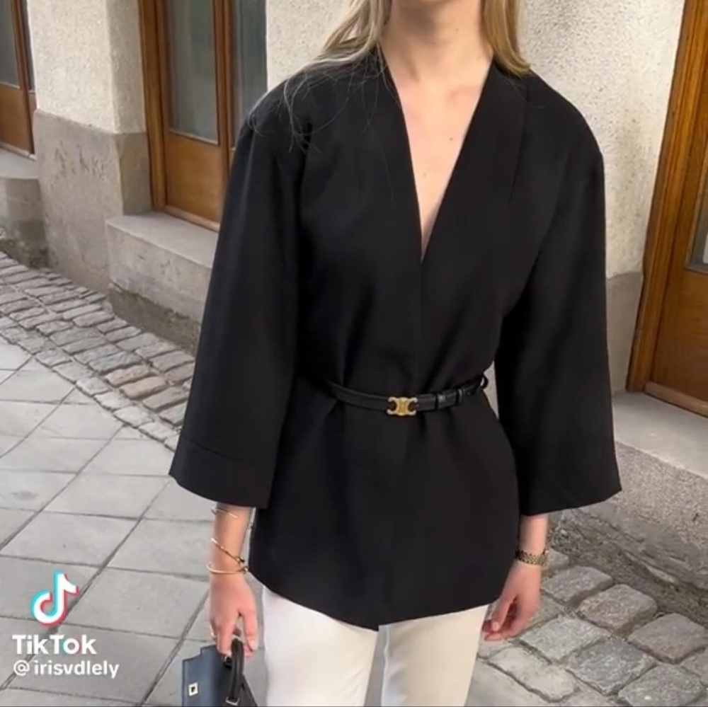 Stylein balsas black kimono blazer jacket belted M